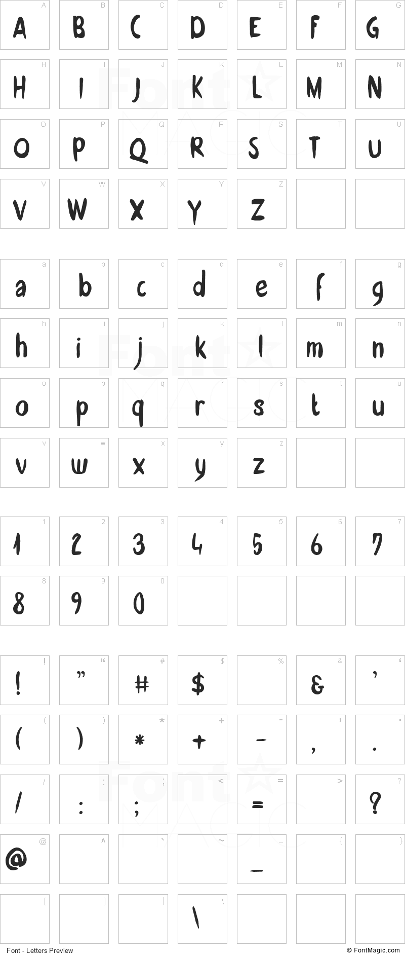 DK Zonnig Font - All Latters Preview Chart